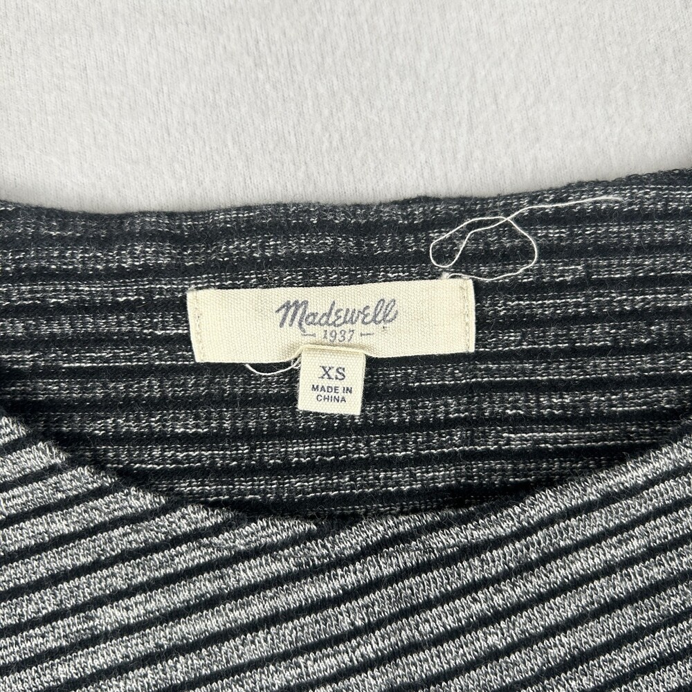 Madewell Tank Top Womens XS Gray Striped Crew Neck Asym Hem Knit Sleeveless - Picture 5 of 11